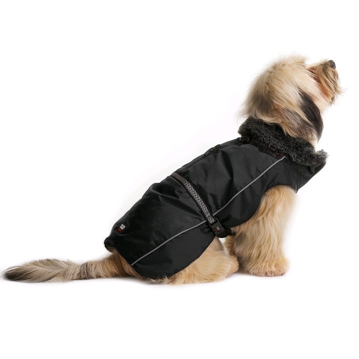 Нано куртка Dog Gone Smart Aspen parka зимняя с меховым воротником, ДС 66 см, чёрная - Фото 1