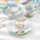 Набор детской посуды Доляна «Мишка», 3 предмета: кружка 230 мл, миска 400 мл, тарелка d=18 см - фото 9664399