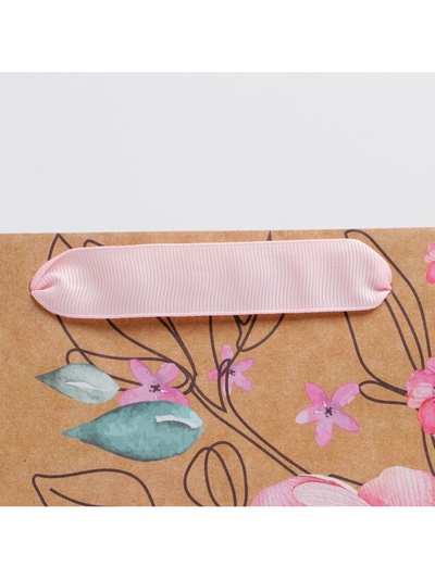 Пакет подарочный крафтовый, упаковка, «Счастье сейчас», M 26×30×9 см