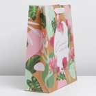 Пакет подарочный крафтовый вертикальный, упаковка, «Нежность», M 26 х 30 х 9 см - Фото 3
