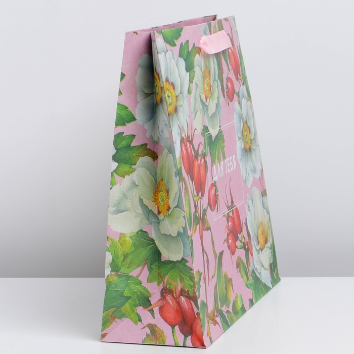 Пакет подарочный крафтовый горизонтальный, упаковка, «Весна», M 30 х 26 х 9 см - фото 1885352318
