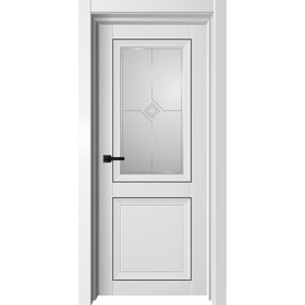 Дверное полотно Next, 600 × 2000 мм, остеклённое, цвет белый бархат / белый сатин