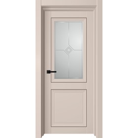 Дверное полотно Next, 600 × 2000 мм, остеклённое, цвет латте софт / белый сатин