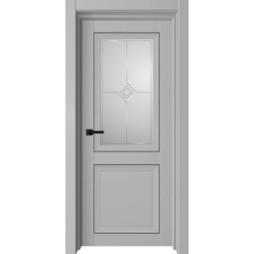 Дверное полотно Next, 600 × 2000 мм, остеклённое, цвет серый бархат / белый сатин