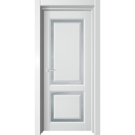 Дверное полотно Sky, 600 × 2000 мм, остеклённое, цвет белый бархат / сатин
