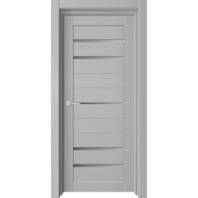 Дверное полотно Kino, 600 × 2000 мм, остеклённое, цвет серый бархат / серый сатин