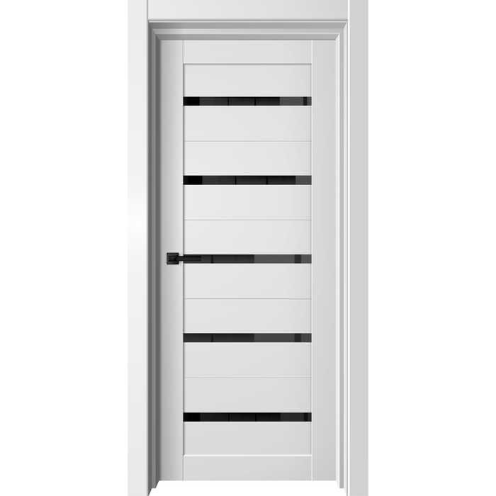 Дверное полотно Line, 600 × 2000 мм, остеклённое, цвет белый бархат / стекло чёрное - Фото 1