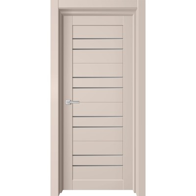 Дверное полотно Nika, 600 × 2000 мм, остеклённое, цвет латте бархат / серый сатин