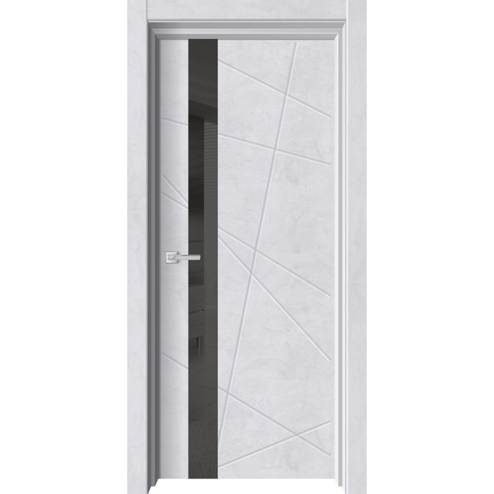 Дверное полотно «Торонто 1», 600 × 2000 мм, глухое, цвет бетон снежный / лакобель чёрная