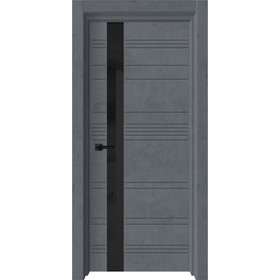 Дверное полотно «Торонто 2», 800 × 2000 мм, глухое, цвет бетон графит / лакобель чёрная