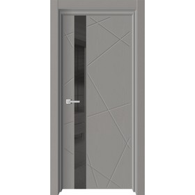 Дверное полотно L 22, 600 × 2000 мм, глухое, цвет grey soft / стекло чёрное