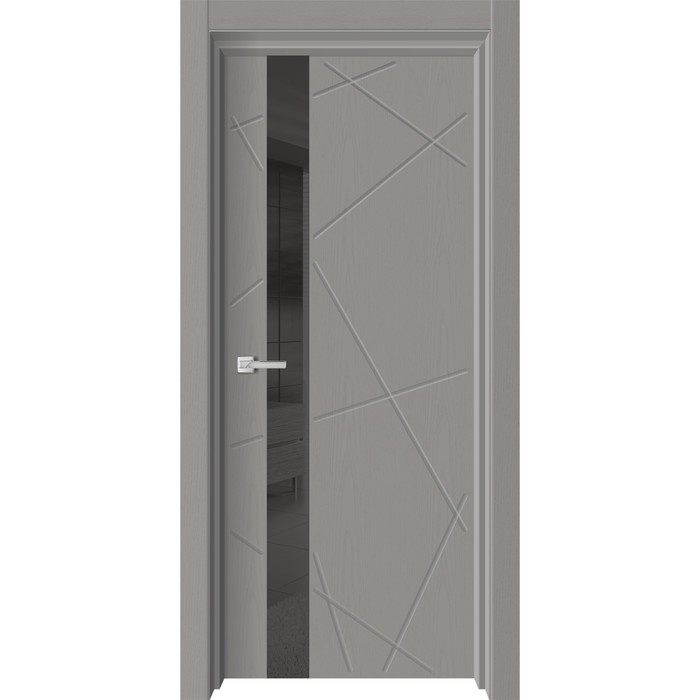 Дверное полотно L 22, 700 × 2000 мм, глухое, цвет grey soft / стекло чёрное