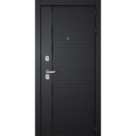 Входная дверь «Румо», 870 × 2050 мм, левая, цвет белый софт / муар чёрный