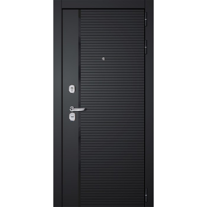 Входная дверь «Румо», 970 × 2050 мм, левая, цвет белый софт / муар чёрный