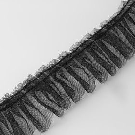 Рюш однослойный, 50 мм, 9 ± 0,5 м, цвет чёрный