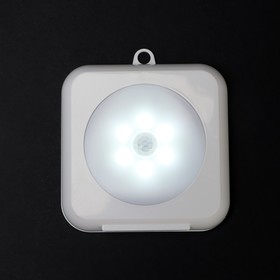 Светильник светодиодный с датчиком движения, 6 LED, 2,5 Вт, от батареек 3*AAA, 6500К, белый