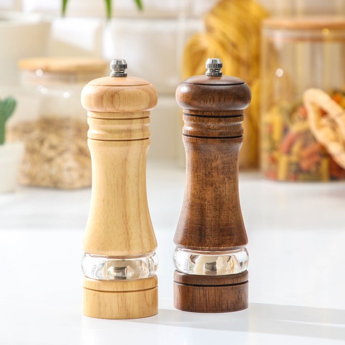 Набор мельниц для специй Доляна «Вуди», 5×5×16.5 см, керамический механизм - Фото 1