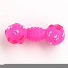 Игрушка пищащая "Гантель с лапками" для собак, 13 см, розовая - фото 6576050