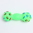 Игрушка пищащая "Гантель с лапками" для собак, 13 см, зелёная - фото 7107480