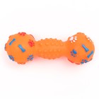 Игрушка пищащая "Гантель с лапками" для собак, 13 см, оранжевая - Фото 2