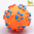 Игрушка пищащая "Мяч Лапка"для собак, 6,5 см, оранжевая - фото 2109661