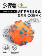 Игрушка пищащая "Мяч Лапка"для собак, 6,5 см, оранжевая - Фото 1