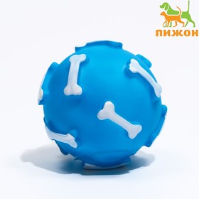 Игрушка пищащая "Шар с косточками"для собак, 8 см, синяя 7472706