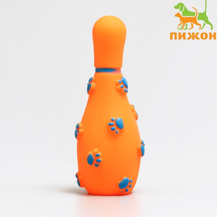 Игрушка пищащая "Кегля" для собак, 14 см, оранжевая - Фото 1