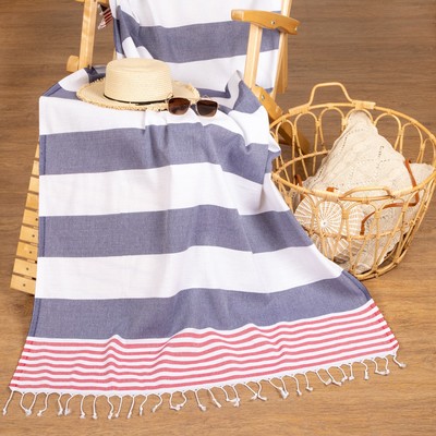 Полотенце - пештемаль пляжное «Фортуна», 100×180 см, 100% хл, 150 г/м², синее