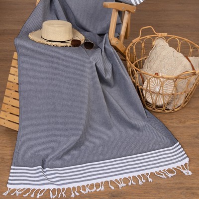 Полотенце - пештемаль пляжное Waffle, 100×180 см, 100 % хл, 211 г/м², серое