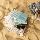 Пештемаль для пляжа, бани, сауны Waffle 100х180 см, серый - Фото 6