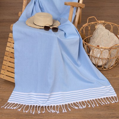 Полотенце - пештемаль пляжное Waffle, 100×180 см, 100 % хл, 211 г/м², голубое