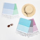 Полотенце - пештемаль пляжное Waffle 100×180 см, хлопок 100%, голубое - Фото 5