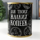 Копилка-банка металл "Для твоих жалких копеек" - фото 295556317