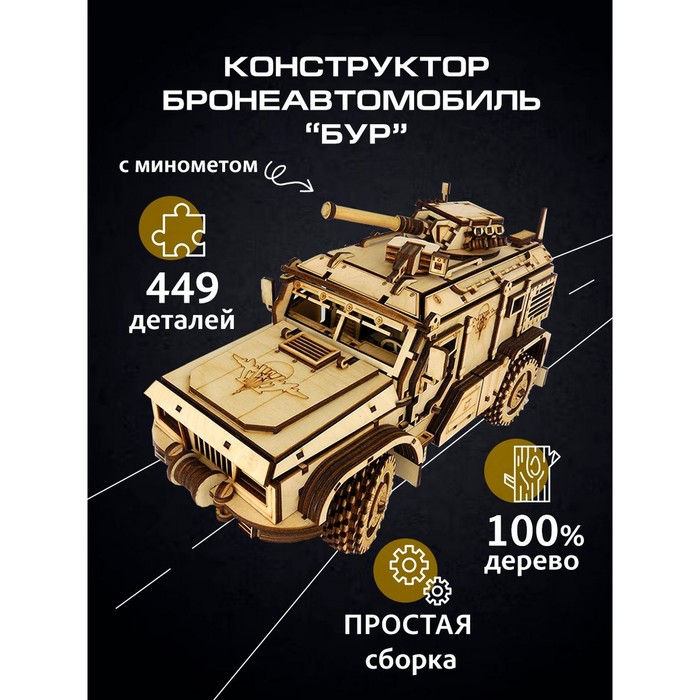 Сборная модель «Бронеавтомобиль. БУР», 449 деталей, 32х14х17 см - Фото 1