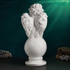 Фигура гипс «Ангел на шаре», большой белый, 26×27×64 см - Фото 6