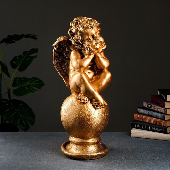 Фигура "Ангел на шаре" большой бронза 22х22х65см - Фото 1