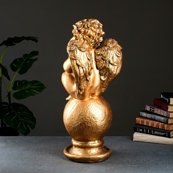 Фигура "Ангел на шаре" большой бронза 22х22х65см - фото 1911182637