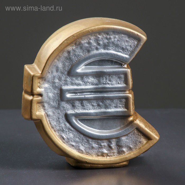 Копилка "Евро" 8х18х20см золото серебро - Фото 1