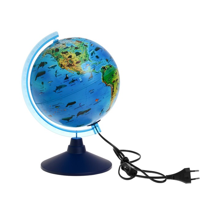 Глобус зоогеографический "Глобен", интерактивный, диаметр 210 мм, с подсветкой, с очками - Фото 1