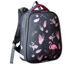 Рюкзак каркасный школьный 38 х 30 х 16 см, эргономичная спинка, Stavia "Фламинго" мультиколор/серый - фото 10210322