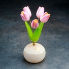 Сувенир "Тюльпаны в вазе", 5 цветков, малая,розовая,селенит - Фото 1
