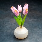 Сувенир "Тюльпаны в вазе", 5 цветков, малая,розовая,селенит - Фото 2