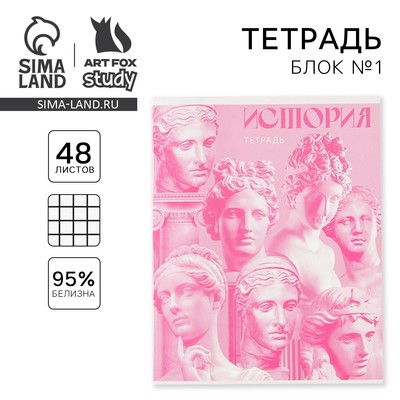 Тетрадь в клетку, предметная, 48 л.,на скрепке, А5 «РОЗОВАЯ СЕРИЯ. История»