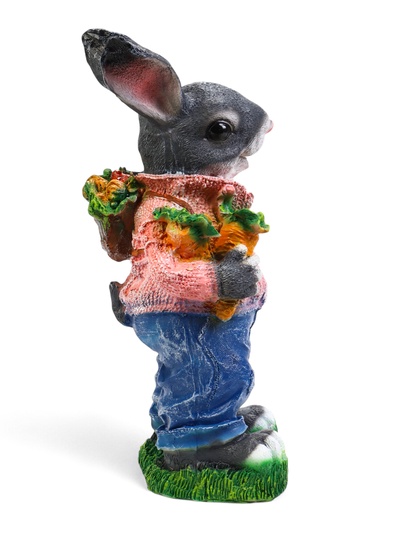 Садовая фигура из полистоуна «Зайка с морковкой и рюкзаком», 40×14×18 см