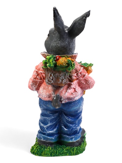Садовая фигура из полистоуна «Зайка с морковкой и рюкзаком», 40×14×18 см