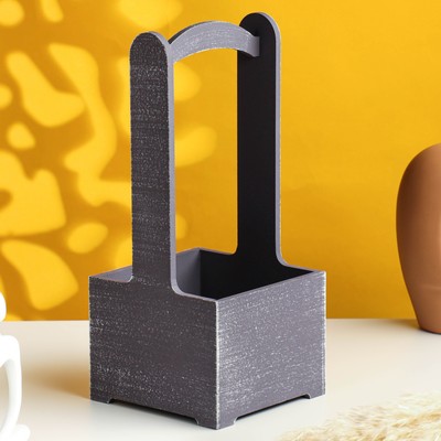 Кашпо - ящик деревянный "Прованс" 13,5х13,5х30 см графит