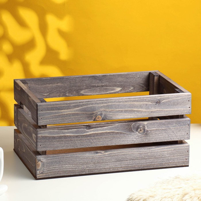 Кашпо - ящик деревянный 30х20х14,5 см состаренный дуб - Фото 1