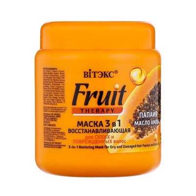 Маска для волос 3 в 1 Вitэкс Fruit Therapy «Папайя и мало амлы», для сухих волос, 450 мл