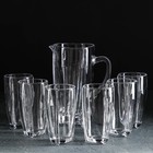Набор для напитков из стекла «Королевство», 7 предметов: кувшин 1,3 л, 6 стаканов 400 мл - фото 3905692
